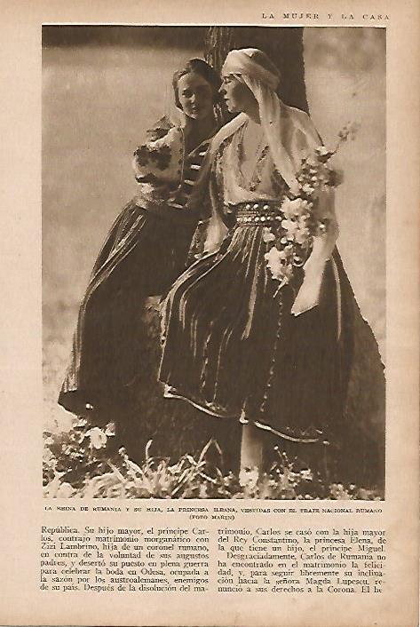 LAMINA BLANCO Y NEGRO 7674: La reina de Rumania y la princesa Ileana