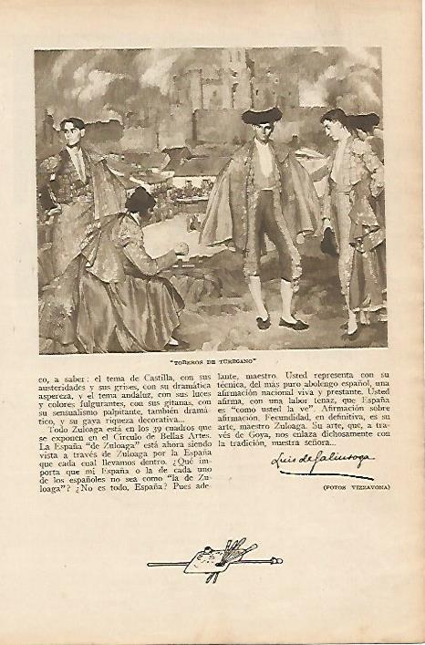 LAMINA BLANCO Y NEGRO 7685: Toreros de Turegano por Zuloaga