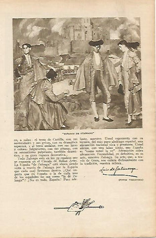 LAMINA BLANCO Y NEGRO 7685: Toreros de Turegano por Zuloaga