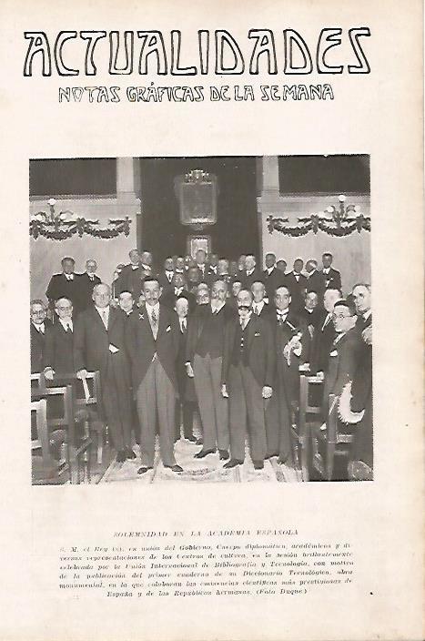 LAMINA BLANCO Y NEGRO 7697: El rey Alfonso XIII en la Academia Española