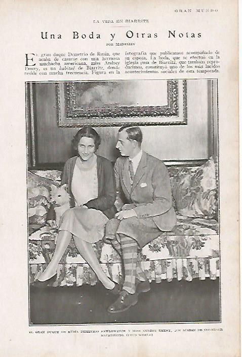 LAMINA BLANCO Y NEGRO 7705: El Gran Duque de Rusia y Miss Andrey Emery