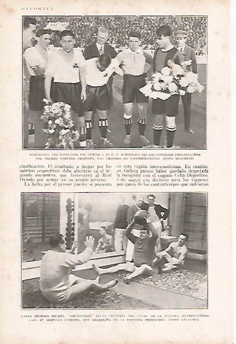 LAMINA BLANCO Y NEGRO 7709: Los capitanes del Furth y del F.C. Barcelona