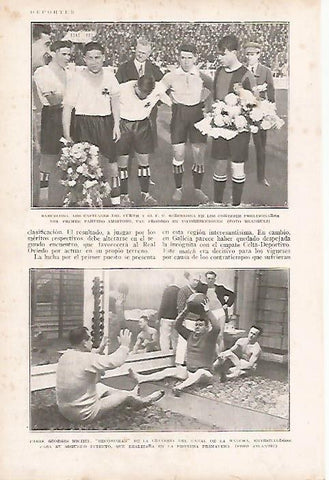 LAMINA BLANCO Y NEGRO 7709: Los capitanes del Furth y del F.C. Barcelona