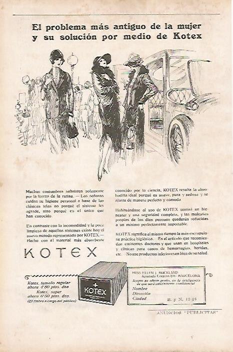 LAMINA BLANCO Y NEGRO 7715: Publicidad de Kotex