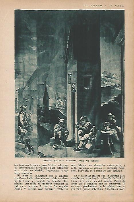 LAMINA BLANCO Y NEGRO 7721: Tapiz de Teniers en la  Catedral de Santiago
