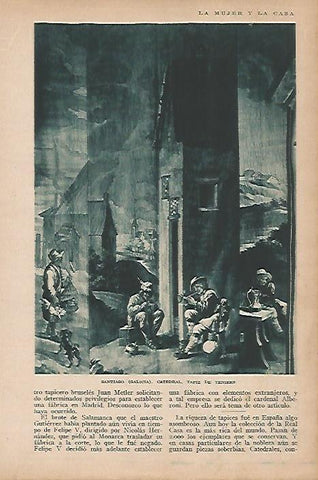 LAMINA BLANCO Y NEGRO 7721: Tapiz de Teniers en la  Catedral de Santiago