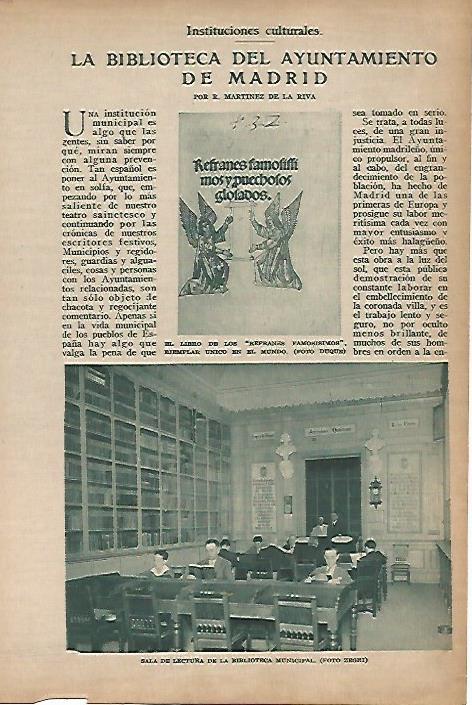 LAMINA BLANCO Y NEGRO 7728: Sala de lectura de la Bibioteca del Ayuntamiento de Madrid