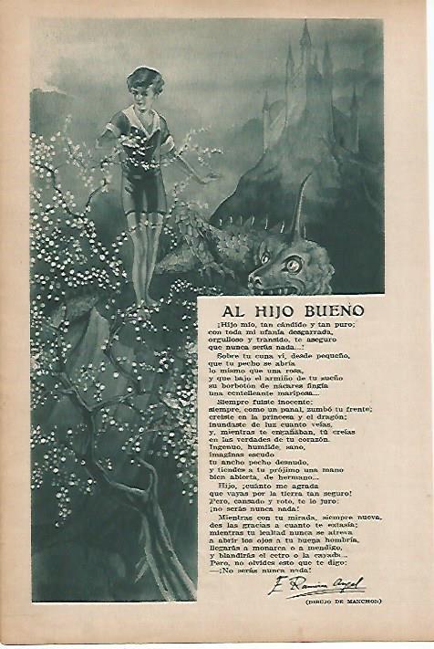 LAMINA BLANCO Y NEGRO 7735: Al hijo bueno de E. Ramon y dibujo de Manchon