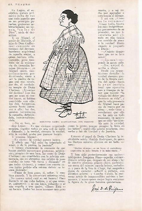 LAMINA BLANCO Y NEGRO 7761: Caricatura de Mercedes Pardo por Fresno