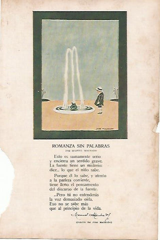 LAMINA BLANCO Y NEGRO 7783: Romanza sin palabras por Manuel Machado y dibujo de Jose Machado