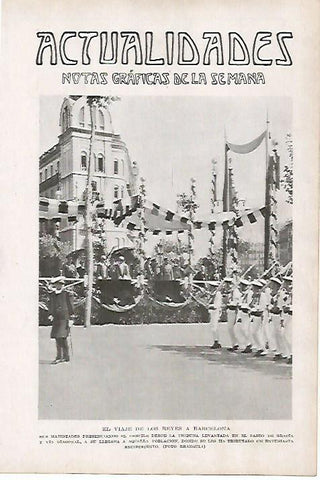 LAMINA BLANCO Y NEGRO 7788: Los Reyes en el Paseo de Gracia de Barcelona