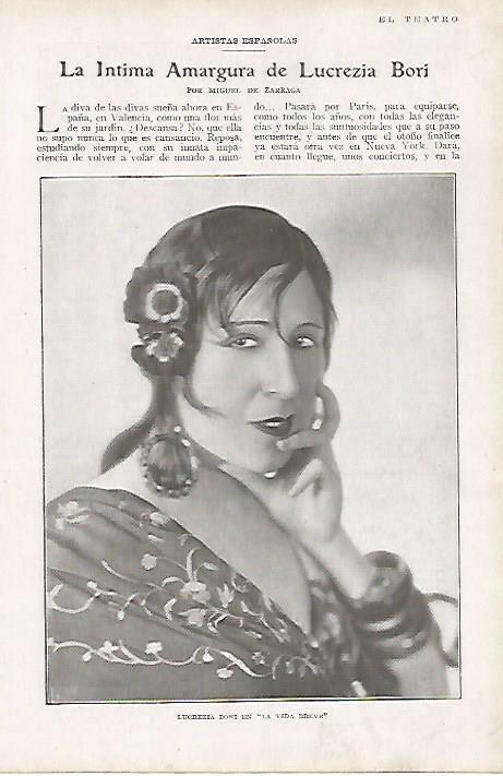 LAMINA BLANCO Y NEGRO 7804: Lucrecia Bori en La Vida Breve