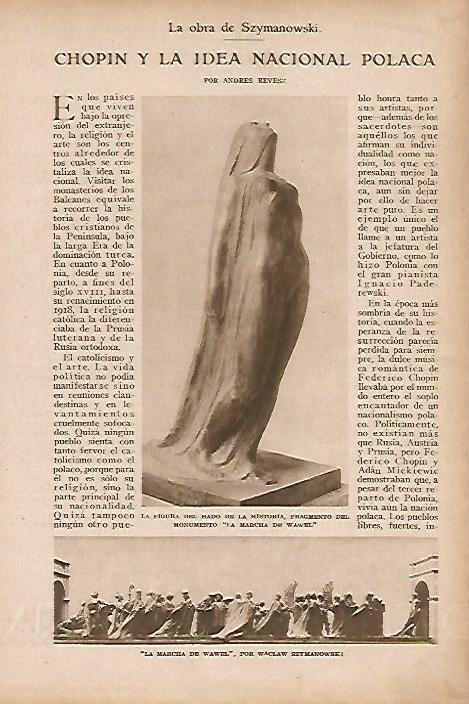 LAMINA BLANCO Y NEGRO 7826: Obra escultorica La Marcha de Wael por Szymanowski