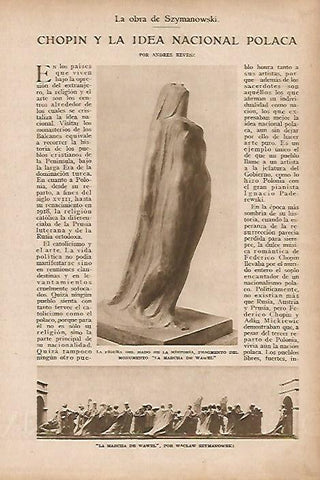 LAMINA BLANCO Y NEGRO 7826: Obra escultorica La Marcha de Wael por Szymanowski