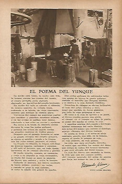 LAMINA BLANCO Y NEGRO 7827: El poema del yunque por Romulo Muro y foto de Lopez Beaube