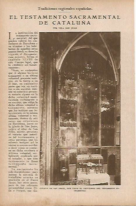 LAMINA BLANCO Y NEGRO 7828: Capilla de San Felix en Barcelona