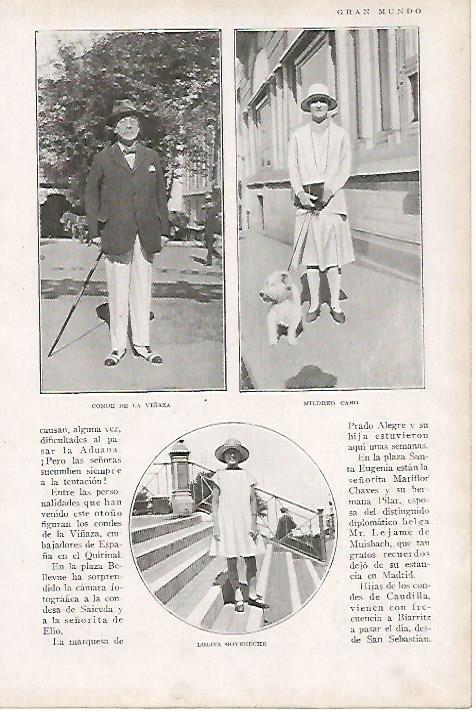 LAMINA BLANCO Y NEGRO 7843: Conde de la Viñaza Mildred Caro y Lolita Goyeneche