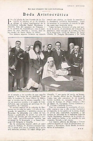 LAMINA BLANCO Y NEGRO 7884: Boda de Isabel Benjumea y Heredia y de Jose Moreno y Torres
