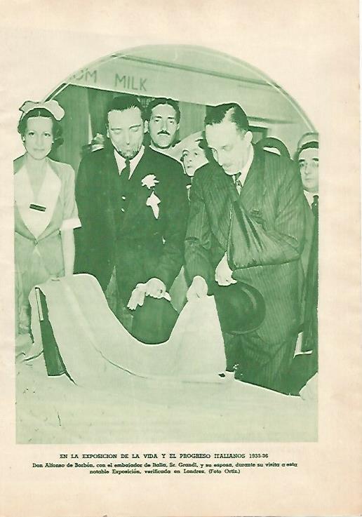 LAMINA BLANCO Y NEGRO 7915: Alfonso de Borbon con el embajador de Italia en Londres