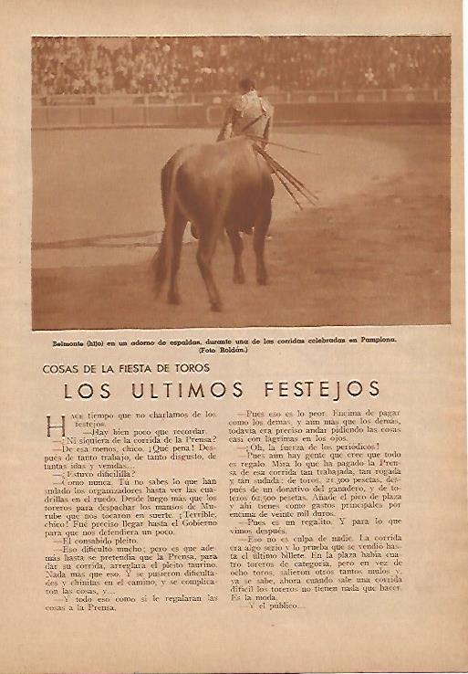 LAMINA BLANCO Y NEGRO 7929: Belmonte hijo toreando en Pamplona