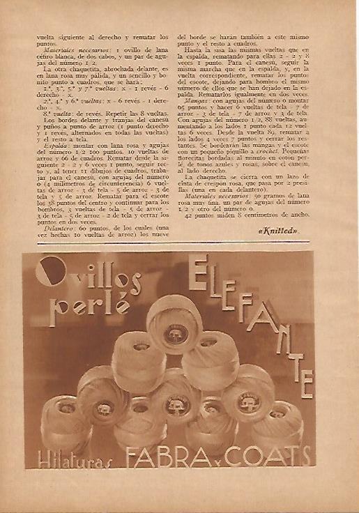 LAMINA BLANCO Y NEGRO 7956: Publicidad de Ovillos Elefante de Fabra y Coats