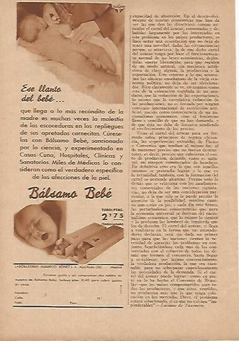LAMINA BLANCO Y NEGRO 7971: Publicidad de Balsamo Bebe