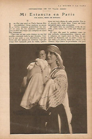 LAMINA BLANCO Y NEGRO 8024: La reina de Rumania con un bebe