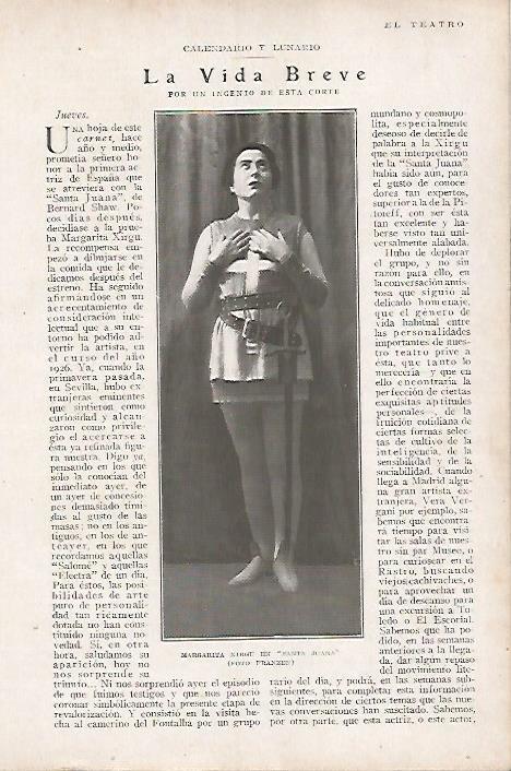 LAMINA BLANCO Y NEGRO 8029: Margarita Xirgu como Juana de Arco