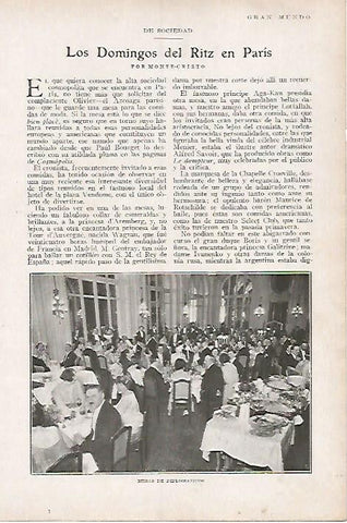 LAMINA BLANCO Y NEGRO 8037: Mesas de diplomaticos en el Ritz de Paris