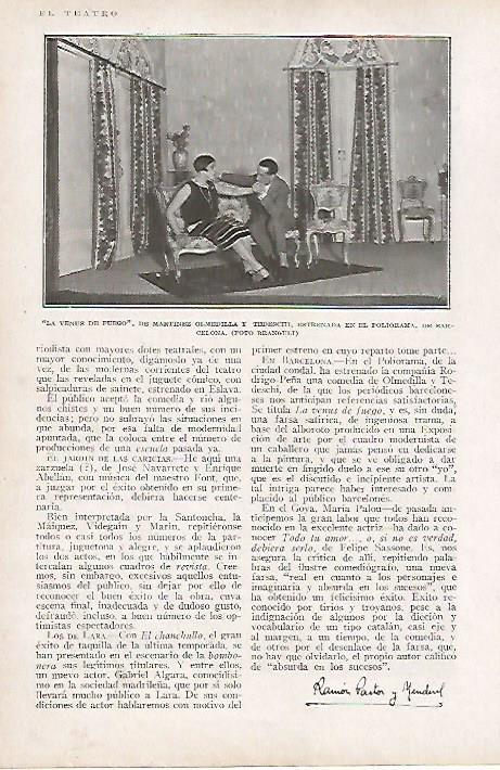 LAMINA BLANCO Y NEGRO 8137: La Venus de Fuego en el Poliorama de Barcelona