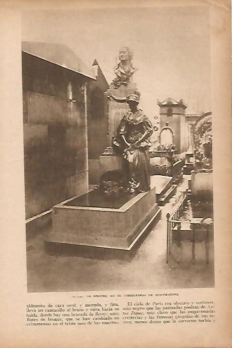 LAMINA BLANCO Y NEGRO 8154: Tumba de Greuze en el cementerio de Montmatre de Paris