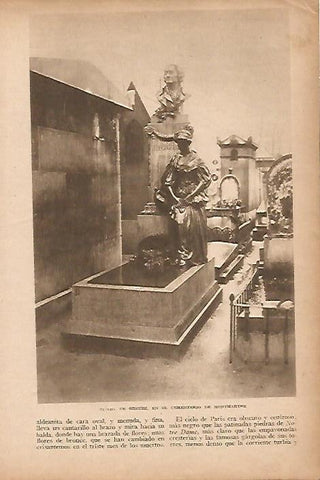 LAMINA BLANCO Y NEGRO 8154: Tumba de Greuze en el cementerio de Montmatre de Paris
