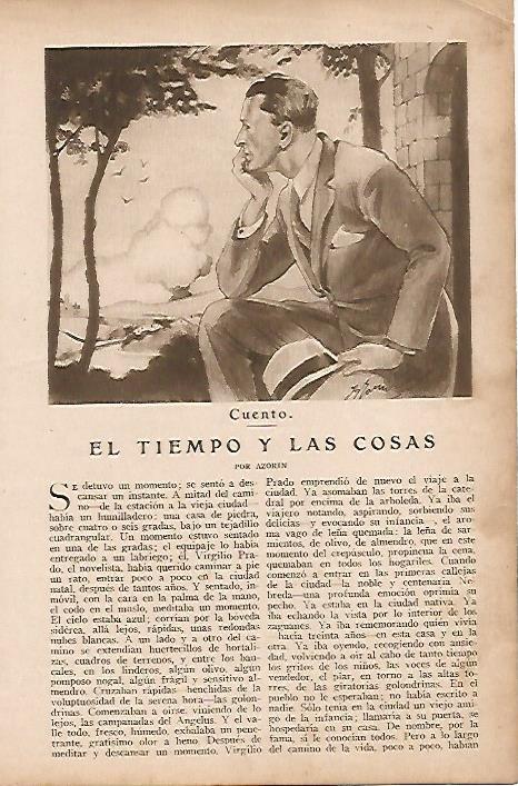 LAMINA BLANCO Y NEGRO 8155: El tiempo y las cosas por Azorin y dibujo de Ramirez