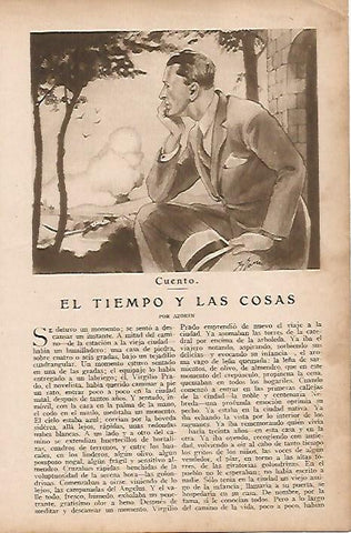 LAMINA BLANCO Y NEGRO 8155: El tiempo y las cosas por Azorin y dibujo de Ramirez