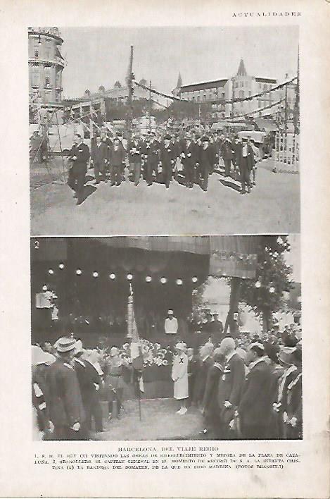 LAMINA BLANCO Y NEGRO 8168: El rey Alfonso XIII en Barcelona y Granollers