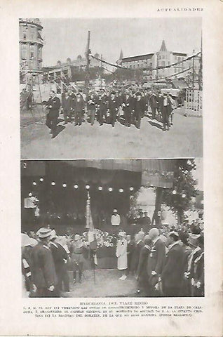 LAMINA BLANCO Y NEGRO 8168: El rey Alfonso XIII en Barcelona y Granollers
