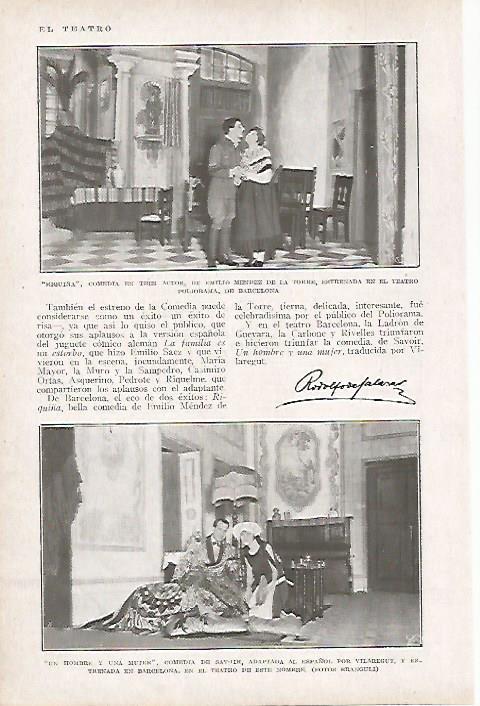 LAMINA BLANCO Y NEGRO 8179: Riquiña estreno en el Poliorama de Barcelona