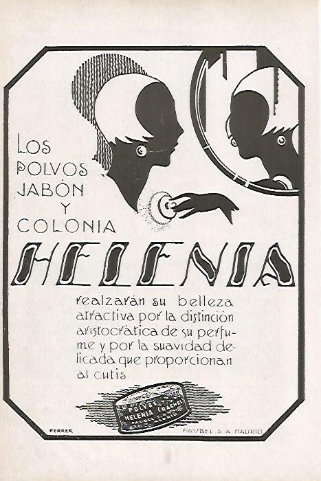 LAMINA BLANCO Y NEGRO 8187: Publicidad de Jabon y Colonia Helenia