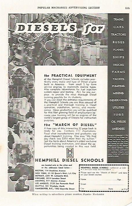 LAMINA 8197: Publicidad de Hemphill Diesel Schools