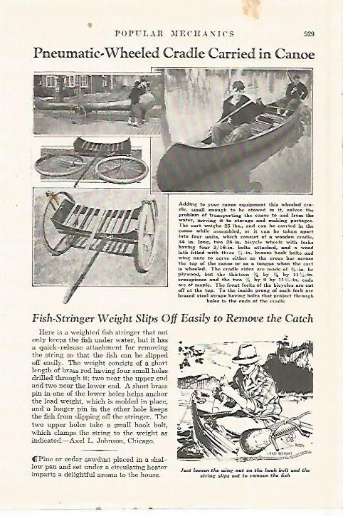 LAMINA 8276: Pneumaatic wheeled cradle carried in Canoe