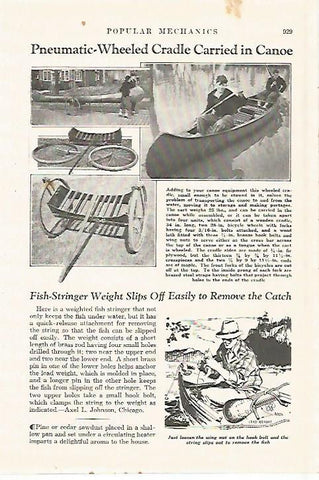 LAMINA 8276: Pneumaatic wheeled cradle carried in Canoe