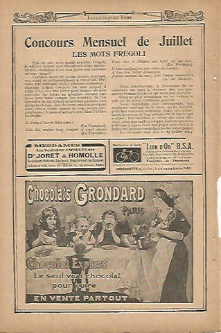 LAMINA 8393: Publicidad de Chocolates Grondard