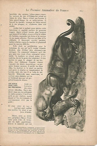 LAMINA 8410: Leon devorando un caballo por Barye
