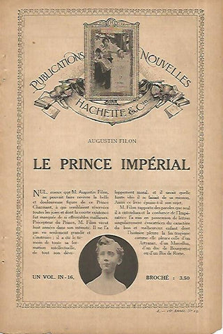LAMINA 8435: Publicidad de Le Prince Imperial de Augustin Filon