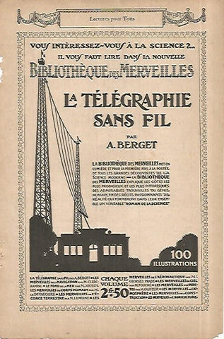 LAMINA 8436: Publicidad de La Telegraphie sans fil de A. Berget