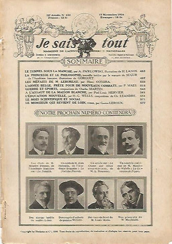 LAMINA 8639: Indice de Lectures pour tous numero 132 e 15 de noviembre de 1916