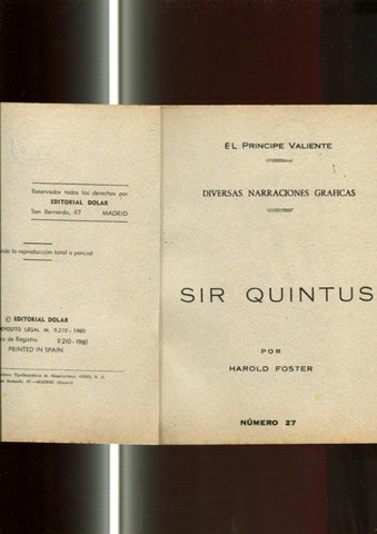 serie Sepia: El Principe Valiente numero 27: Sir Quintus