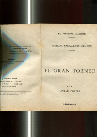 serie Sepia: El Principe Valiente numero 25: El gran torneo