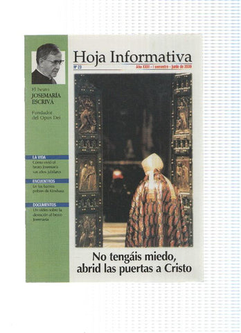Beato Jose Maria Escriva de Balaguer: Hoja informativa numero 23