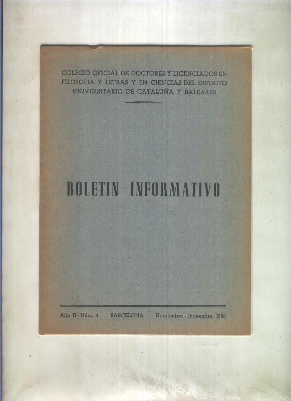 Boletin Informativo  numero 4 noviembre / diciembre 1958